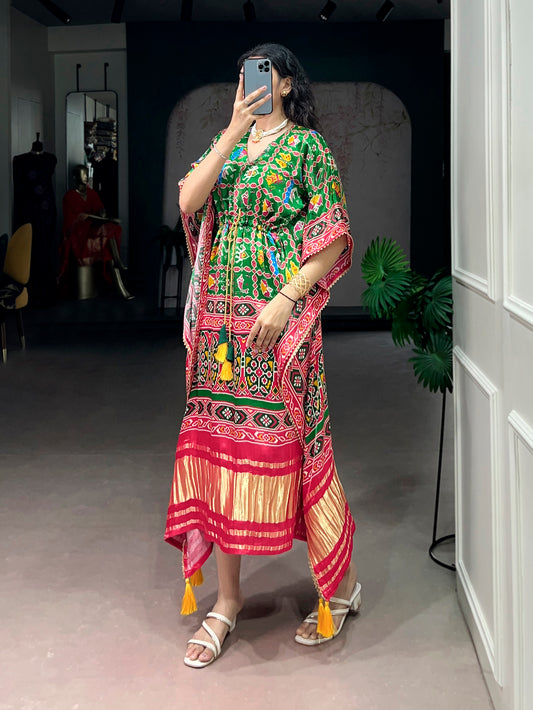 Green Color Digital Printed Kaftan