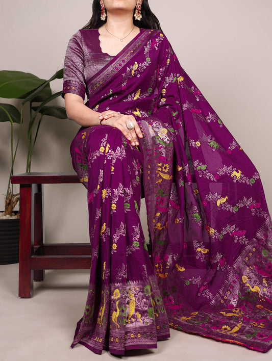 Purple Color Naylon Saree