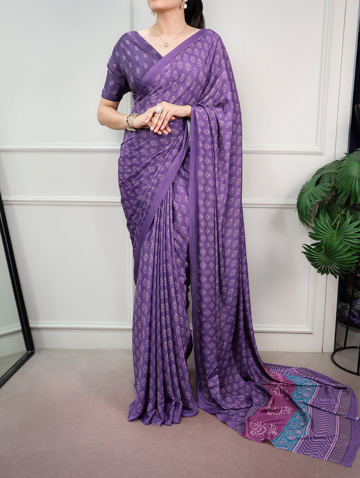 Purple Color Satin Silk Festive Wear Saree