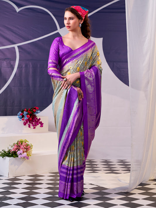 Purple Color Tasar Silk Saree