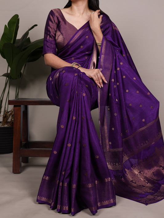 Purple Color Zari Weaving work Roop Silk Saree