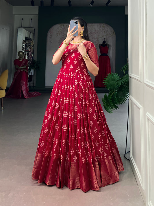 Red Color Fesival Wear Long Dress