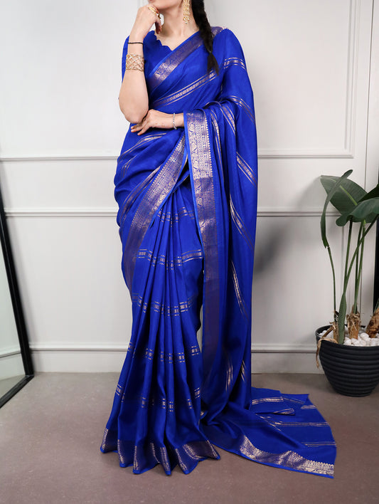 Traditional Royal Blue Color Saree For Women
