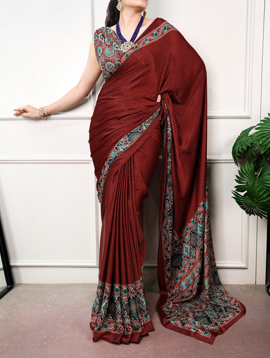 Casual Wear Satin Silk Printed Saree