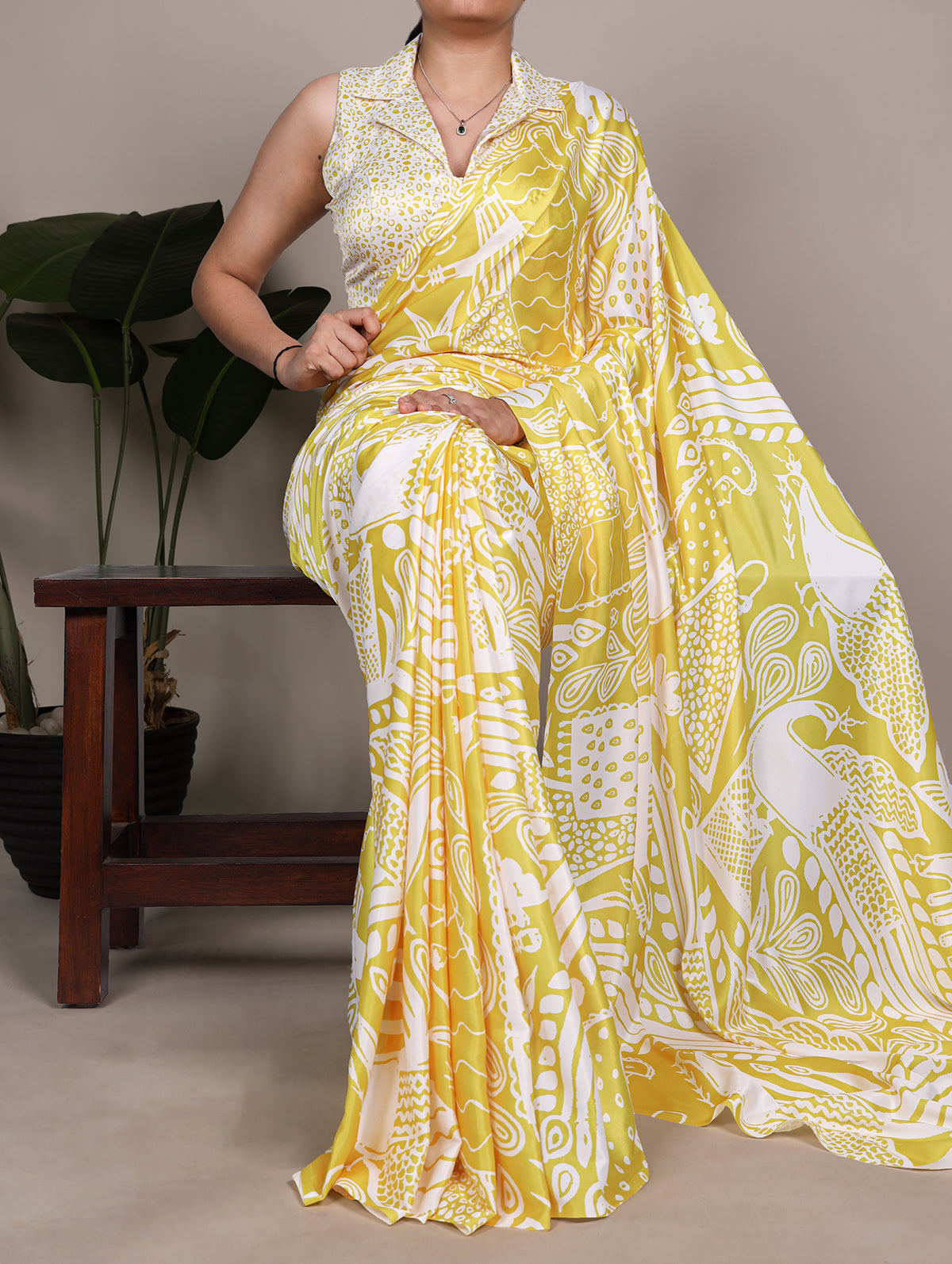 Yellow Color Printed Saree