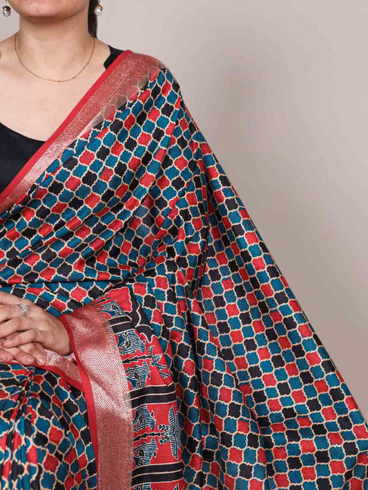 Red Color Festival Wear Tasar Silk Saree