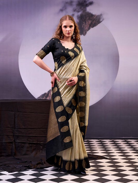 Oatmeal Color Poly Cotton Saree