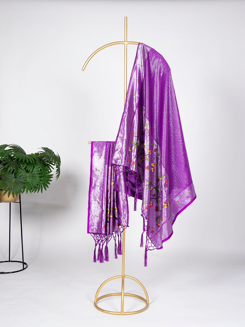 Purple Color Zari Weaving Work Jacquard Paithani Dupatta