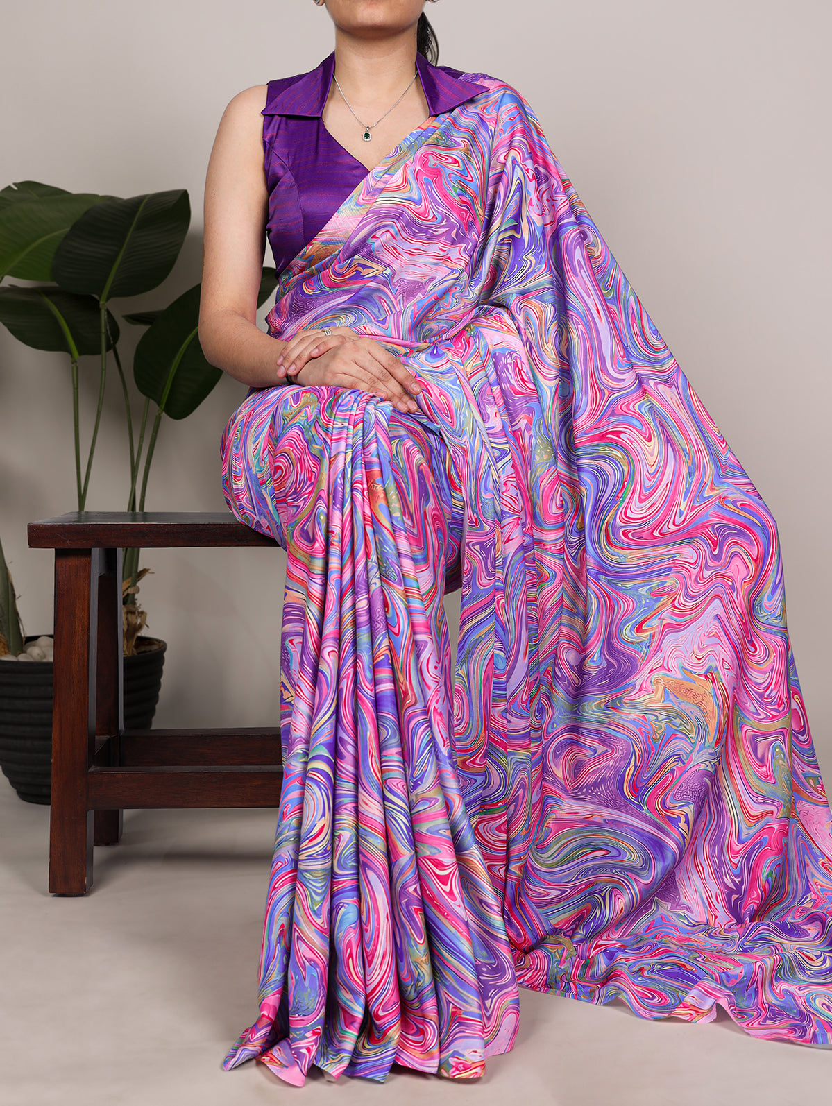 Party Wear Lavender Color Saree