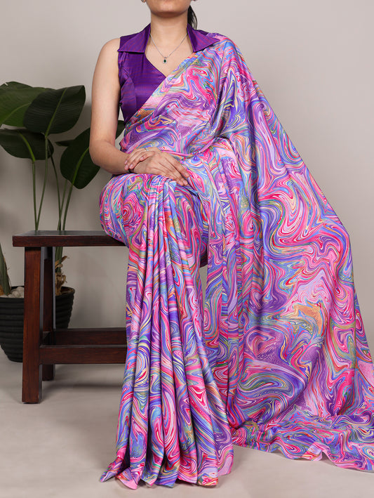 Party Wear Lavender Color Saree