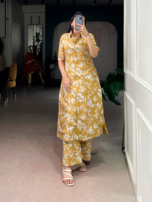 Mustard Color Floral Printed Salwar Kameez