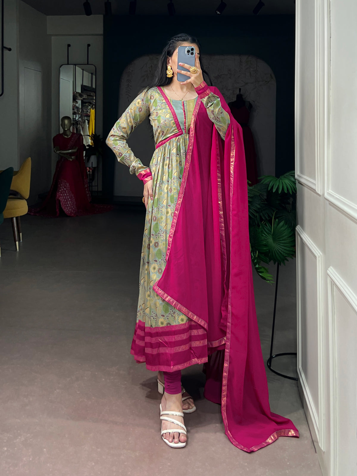 Premium Festive Wear Floral Print Gown
