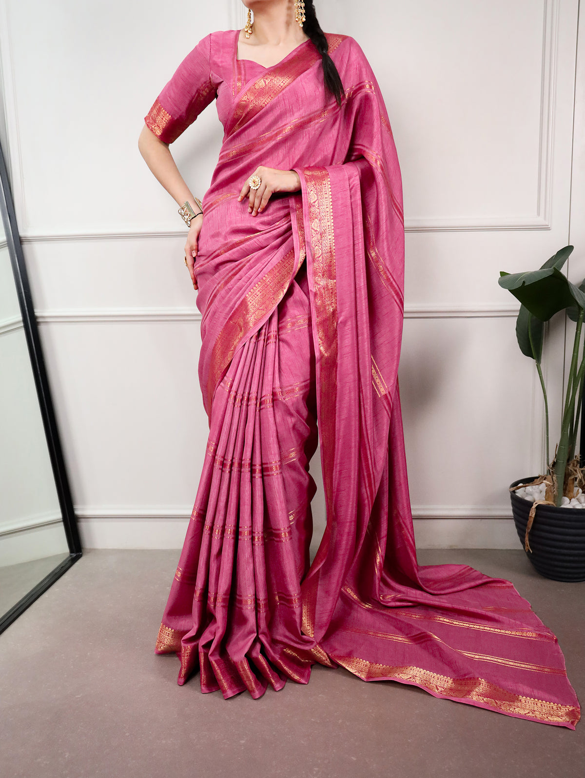 Zari Weaving Work Traditional Saree