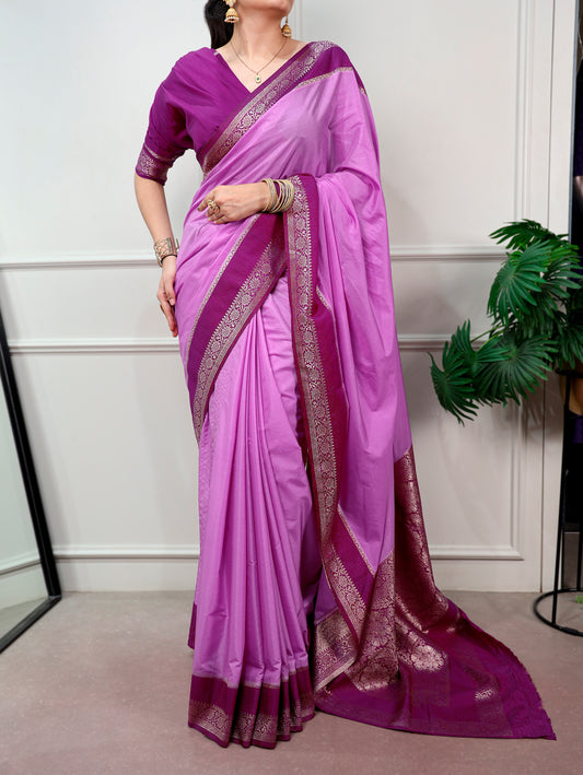 Mysore Crepe Zari Weaving Work Saree