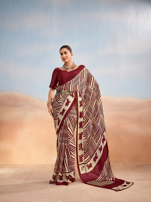 Satin Chiffon Festive Wear Saree
