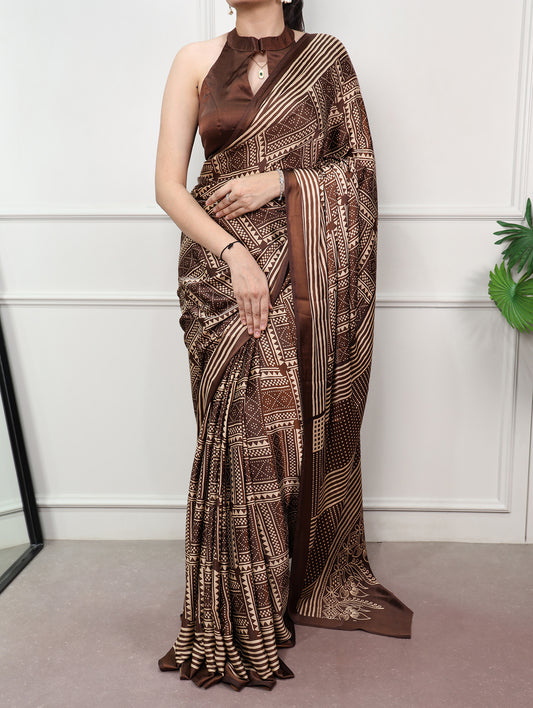 Brown Color Festival Wear Saree