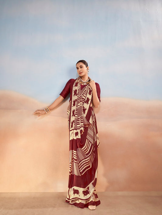 Satin Chiffon Festive Wear Saree