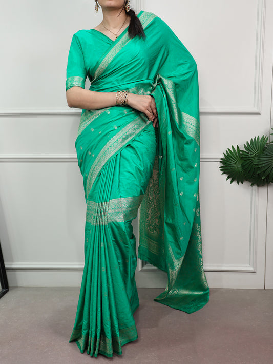 Aqua Green Color Mysore Crepe saree