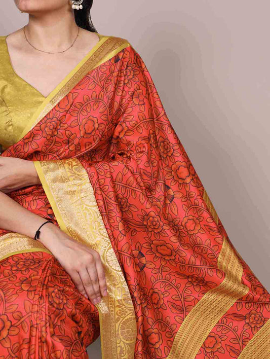 Mustard Color Tasar Silk Saree