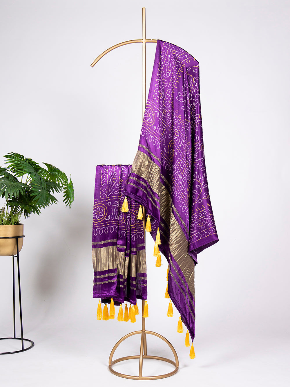 Wine Color Digital Bandhej Printed Gaji Silk Dupatta