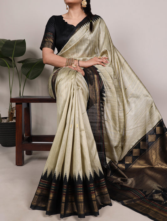 Oat Meal Color Onam Wear Saree