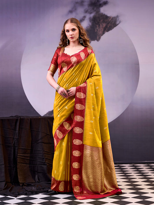 Mustard Color Poly Cotton Saree