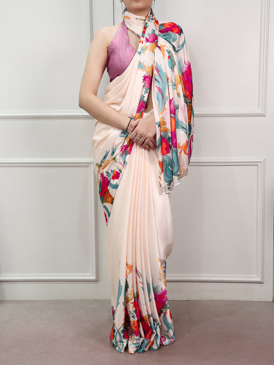 Casual Wear Cream Color Saree