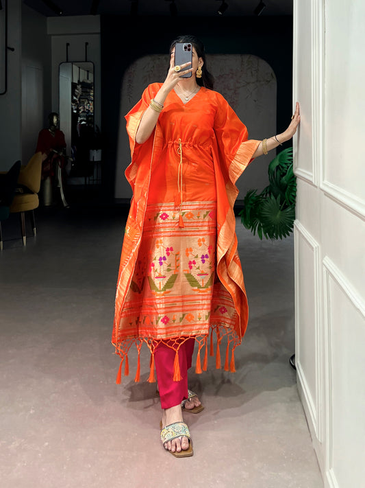 Orange Color Paithani Kaftan