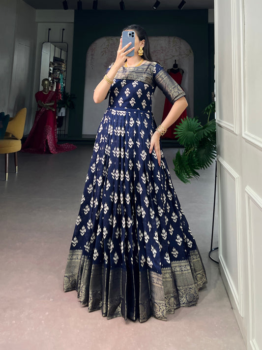 Kota Chex With Printed Gown For Women