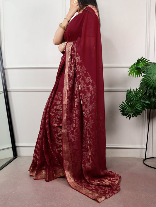 Wedding Wear Poly Cotton Saree with Elegant Zari Weaving Work