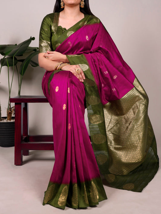 Pink Color Poly Cotton Saree