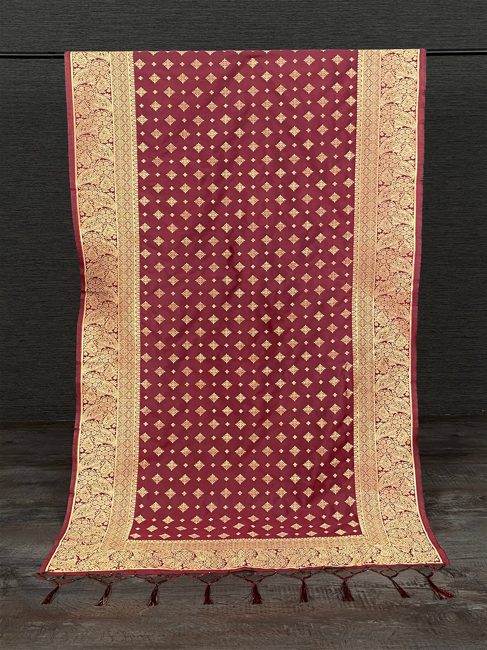 Maroon Color Weaving Zari Work Jacquard Silk Dupatta