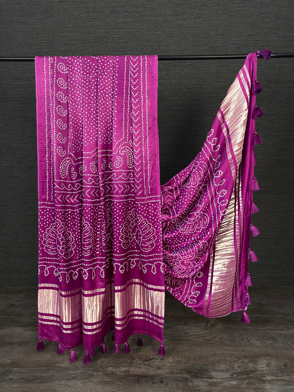 Wine Color Digital Patola Printed Pure Gaji silk Dupatta With Tassels