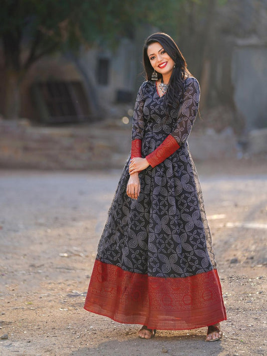 Black Color Digital Printed Soft Cotton Dress