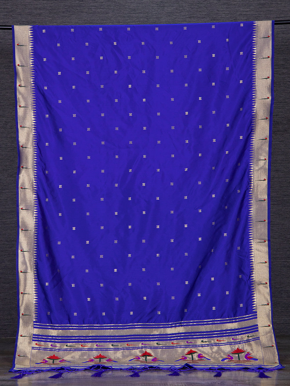 Blue Color Zari Weaving Worked Jacquard Paithani Dupatta