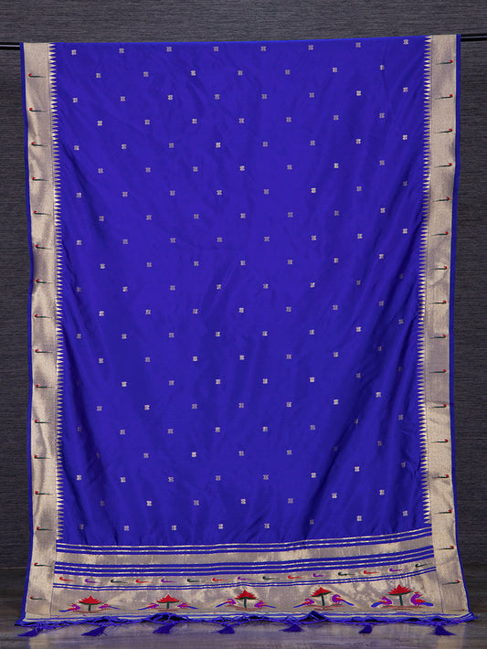 Blue Color Zari Weaving Worked Jacquard Paithani Dupatta