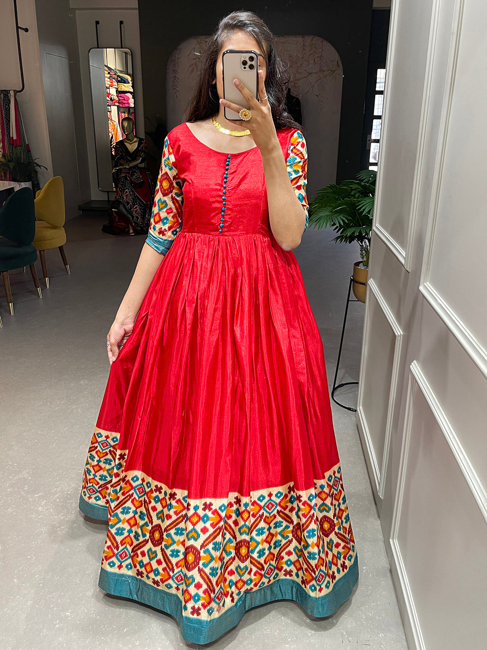 Red Color Anarkali Gown Dress – TheDesignerSaree
