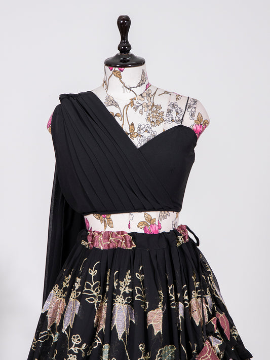 Black Color Ready Made Georgette Blouse
