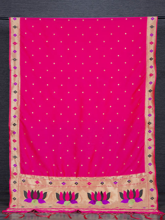 Lotus Color Zari Weaving Work Jacquard Paithani Dupatta