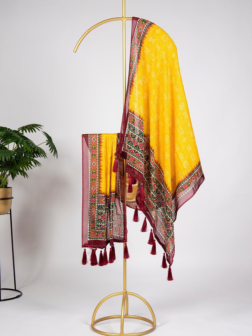 Maroon Color Sequins and Thread Work Pure Chinon Dupatta