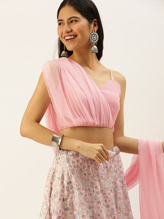 Light Pink Color Georgette Ready Made blouse