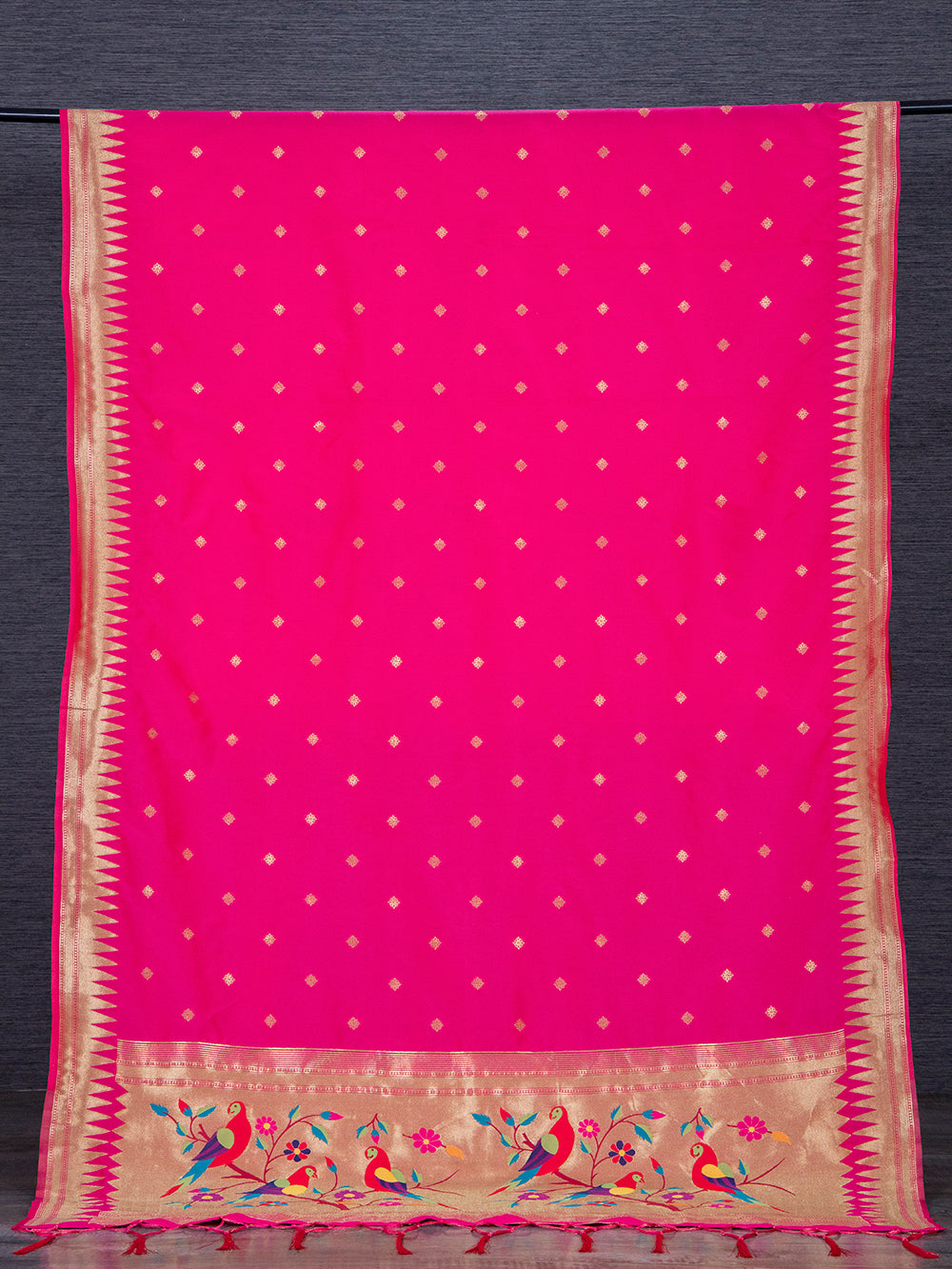 Pink Color Zari Weaving Work Jacquard Paithani Dupatta