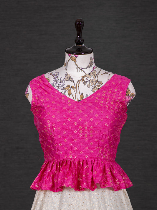 Pink Color Sequins And Thread Mono Banglory Blouse