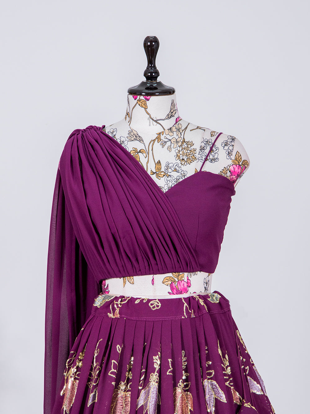 Wine Color Georgette Ready Made Blouse